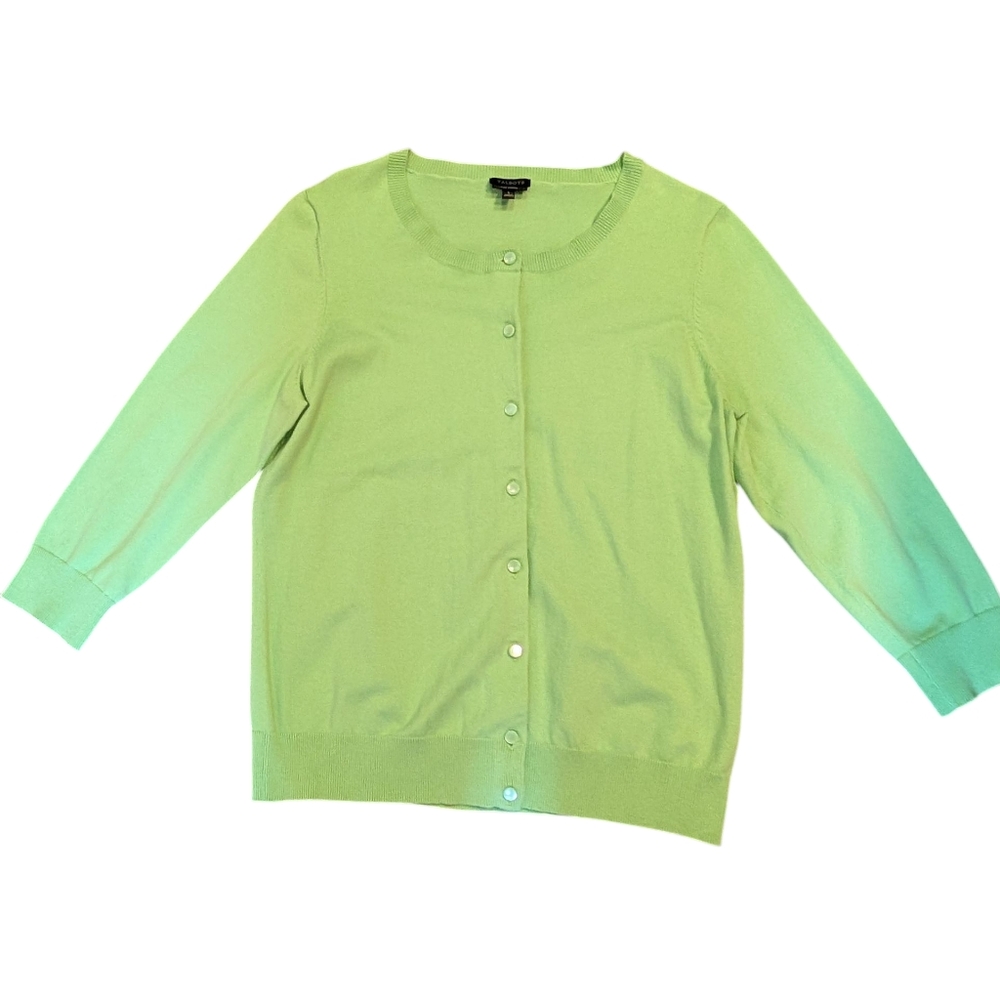 SOLD-NWOT Talbot's Pima Cotton Cardigan, Green, 3/4 Sleeve,  Large